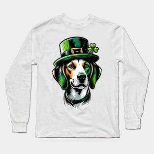 American Foxhound Portrait for Saint Patrick's Day Long Sleeve T-Shirt